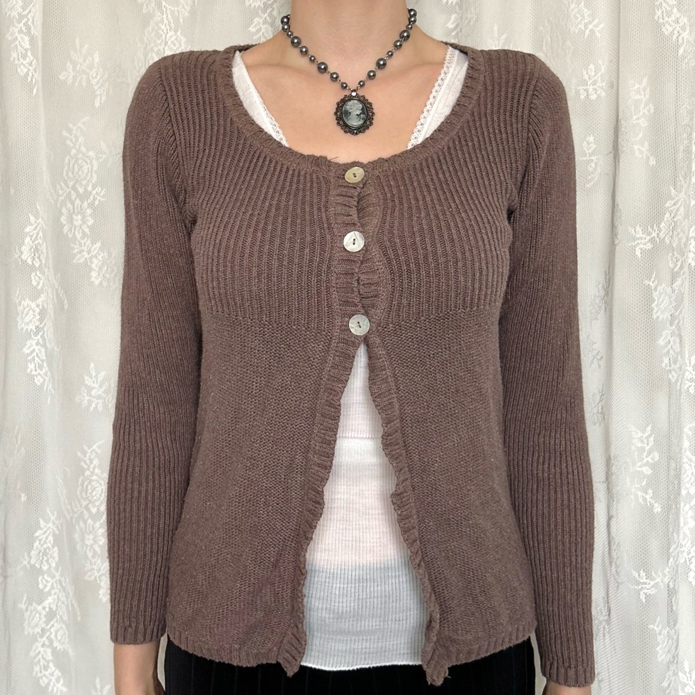 Y2K 2000s Brown Twilightcore Brown Knit Cardigan